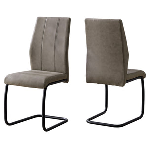 Homeroots Set Of Two Taupe And Black Upholstered Polyester Slat Back Dining Side Chairs Taupe,Black Metal 332622