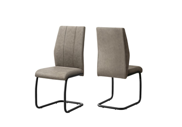 HomeRoots Set of Two Contemporary Upholstered Polyester Dining Chairs for Versatile Comfort and Style Taupe,Black 332622
