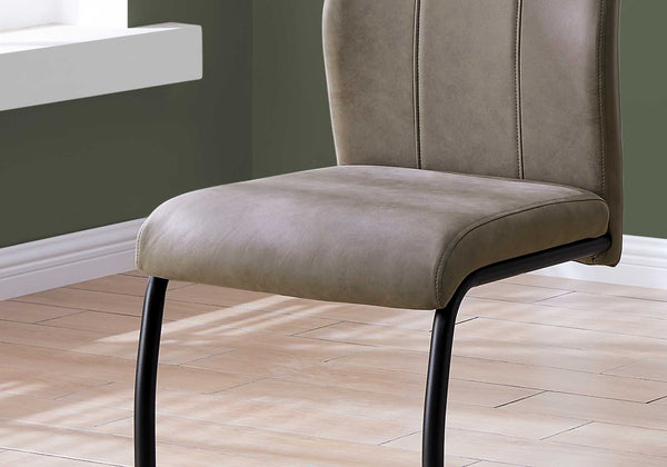 Homeroots Set Of Two Taupe And Black Upholstered Polyester Slat Back Dining Side Chairs Taupe,Black Metal 332622