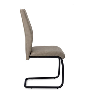 HomeRoots Set of Two Contemporary Upholstered Polyester Dining Chairs for Versatile Comfort and Style Taupe,Black 332622