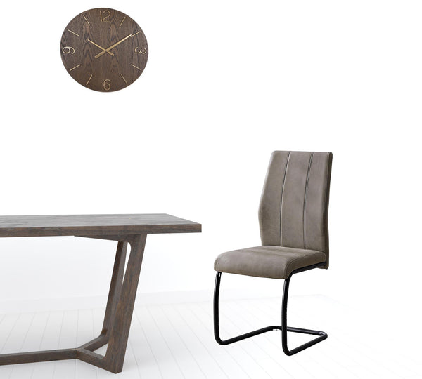 Homeroots Set Of Two Taupe And Black Upholstered Polyester Slat Back Dining Side Chairs Taupe,Black Metal 332622