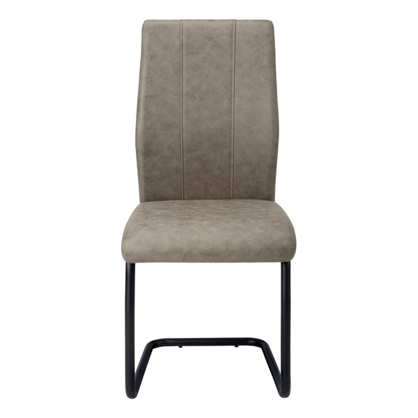 HomeRoots Set of Two Contemporary Upholstered Polyester Dining Chairs for Versatile Comfort and Style Taupe,Black 332622