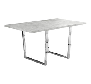 HomeRoots 59" Sleek Metal Sled Base Dining Table - Modern Elegance with Durable Design for 4 Seating Comfort Grey 332624
