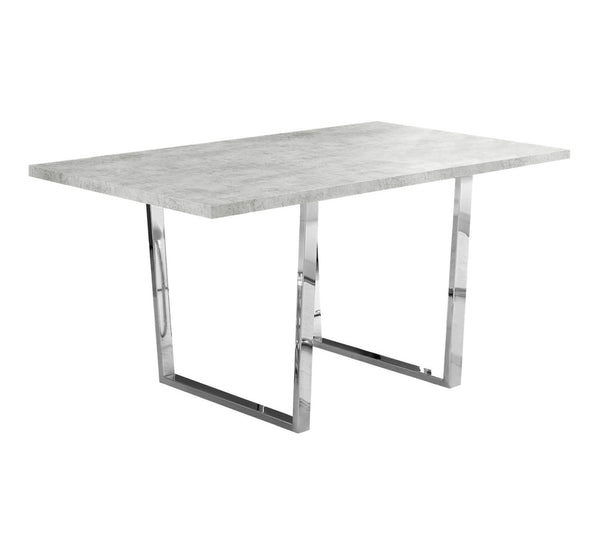 HomeRoots 59" Sleek Metal Sled Base Dining Table - Modern Elegance with Durable Design for 4 Seating Comfort Grey 332624