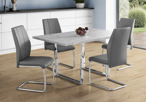 HomeRoots 59" Sleek Metal Sled Base Dining Table - Modern Elegance with Durable Design for 4 Seating Comfort Grey 332624