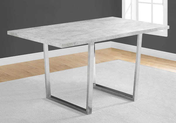 HomeRoots 59" Sleek Metal Sled Base Dining Table - Modern Elegance with Durable Design for 4 Seating Comfort Grey 332624
