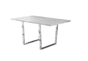 HomeRoots 59" Sleek Metal Sled Base Dining Table - Modern Elegance with Durable Design for 4 Seating Comfort Grey 332624