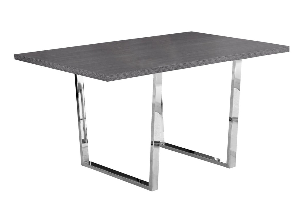HomeRoots 59" Sleek Metal Sled Base Dining Table - Modern Elegance with Durable Design for 4 Seating Comfort Grey 332625