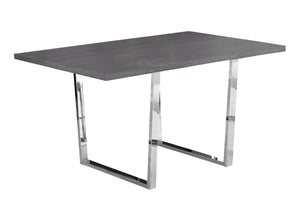 HomeRoots 59" Sleek Metal Sled Base Dining Table - Modern Elegance with Durable Design for 4 Seating Comfort Grey 332625