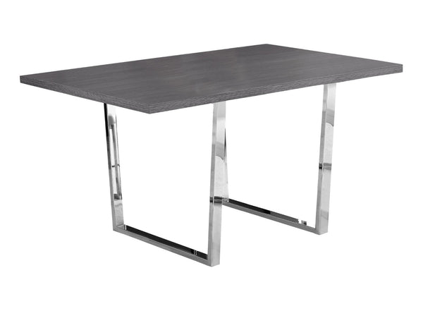 HomeRoots 59" Sleek Metal Sled Base Dining Table - Modern Elegance with Durable Design for 4 Seating Comfort Grey 332625