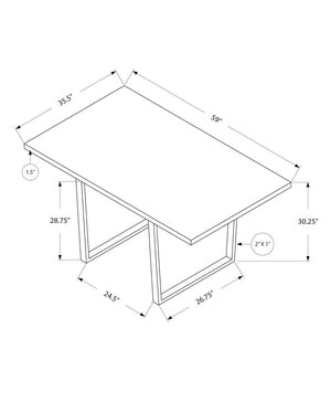 HomeRoots 59" Sleek Metal Sled Base Dining Table - Modern Elegance with Durable Design for 4 Seating Comfort Grey 332625