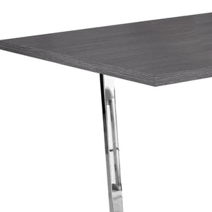 HomeRoots 59" Sleek Metal Sled Base Dining Table - Modern Elegance with Durable Design for 4 Seating Comfort Grey 332625