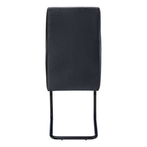 HomeRoots Set of Two Elegant Upholstered Faux Leather Dining Side Chairs with Chrome Finish for Modern Homes Black 332628