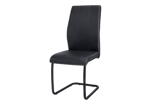 HomeRoots Set of Two Elegant Upholstered Faux Leather Dining Side Chairs with Chrome Finish for Modern Homes Black 332628