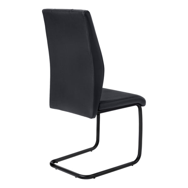 HomeRoots Set of Two Elegant Upholstered Faux Leather Dining Side Chairs with Chrome Finish for Modern Homes Black 332628