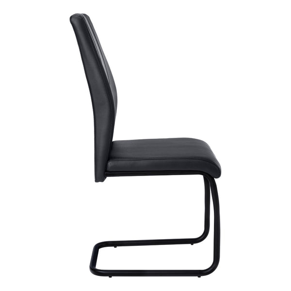HomeRoots Set of Two Elegant Upholstered Faux Leather Dining Side Chairs with Chrome Finish for Modern Homes Black 332628