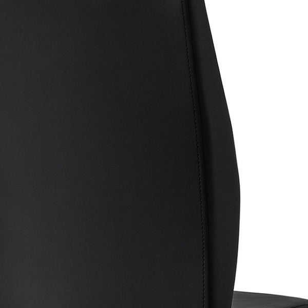 HomeRoots Set of Two Elegant Upholstered Faux Leather Dining Side Chairs with Chrome Finish for Modern Homes Black 332628