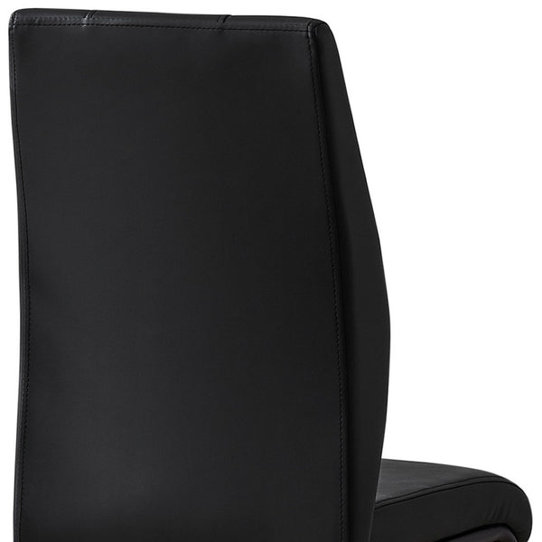 HomeRoots Set of Two Elegant Upholstered Faux Leather Dining Side Chairs with Chrome Finish for Modern Homes Black 332628