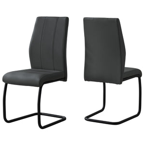 Homeroots Set Of Two Gray And Black Upholstered Faux Leather Dining Side Chairs Grey,Black Metal 332629