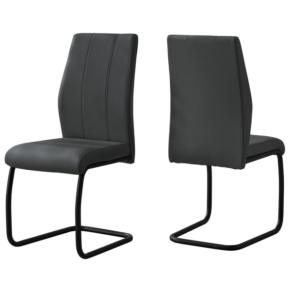 Homeroots Set Of Two Gray And Black Upholstered Faux Leather Dining Side Chairs Grey,Black Metal 332629