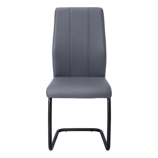 HomeRoots Set of Two Elegant Upholstered Faux Leather Dining Side Chairs with Chrome Finish for Modern Homes Grey,Black 332629