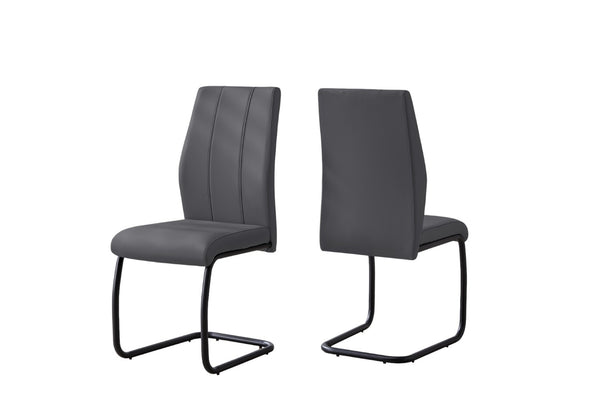 HomeRoots Set of Two Elegant Upholstered Faux Leather Dining Side Chairs with Chrome Finish for Modern Homes Grey,Black 332629