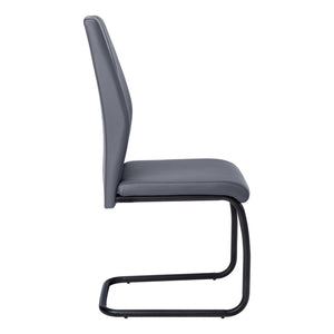 HomeRoots Set of Two Elegant Upholstered Faux Leather Dining Side Chairs with Chrome Finish for Modern Homes Grey,Black 332629