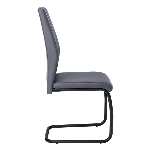 HomeRoots Set of Two Elegant Upholstered Faux Leather Dining Side Chairs with Chrome Finish for Modern Homes Grey,Black 332629