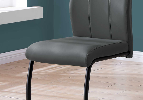 Homeroots Set Of Two Gray And Black Upholstered Faux Leather Dining Side Chairs Grey,Black Metal 332629