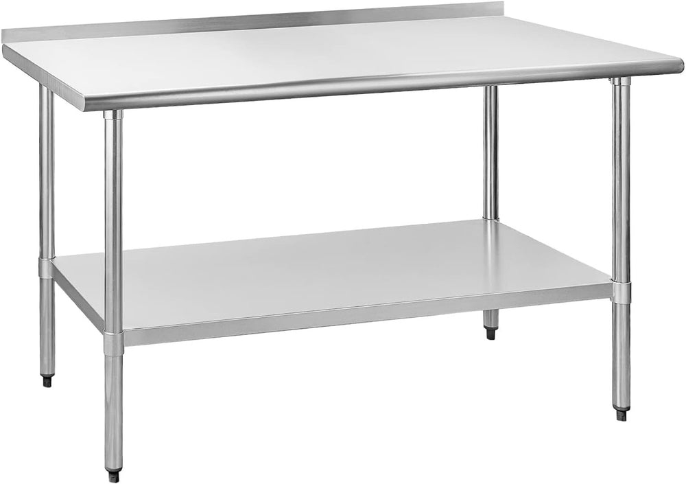English Elm Stainless Steel Nsf Certified Commercial Prep Table with Backsplash and Adjustable Shelf W1192P262580
