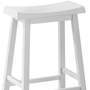 Homeroots Set Of Two 48" White Solid Wood Backless Bar Chairs   332649