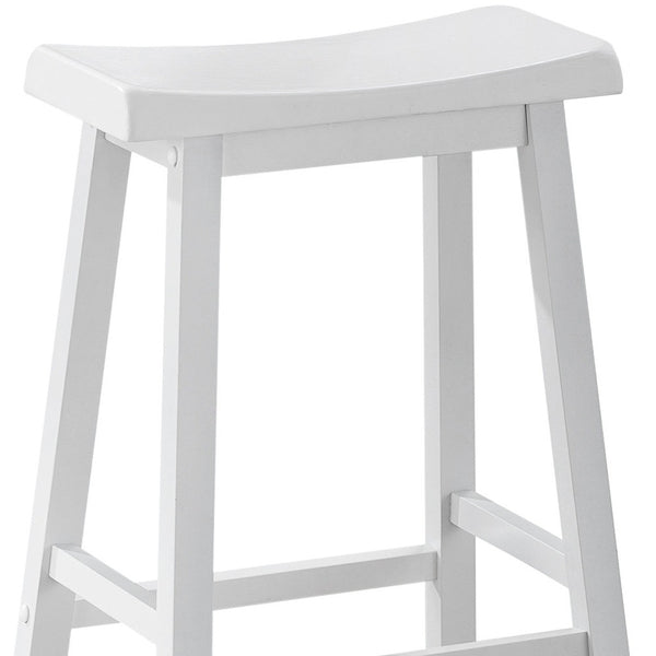 Homeroots Set Of Two 48" White Solid Wood Backless Bar Chairs   332649