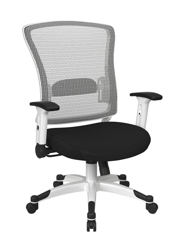 OSP Home Furnishings White Mesh Ergonomic Manager Office Chair with Lumbar Support and Synchro Tilt Control Black 317W-W1C1F2W-3M