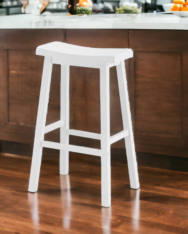 Homeroots Set Of Two 29 " White Solid Wood Backless Bar Chairs   332650