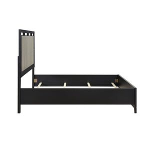 English Elm Contemporary Queen Platform Bed Solid Wood Reeded Panels Built-in Led Headboard B011S02287