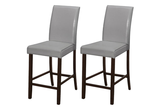 HomeRoots Set of Two Solid Wood Counter-Height Bar Chairs with Modern Design for Ultimate Comfort and Style Grey,Cappuccino 332665