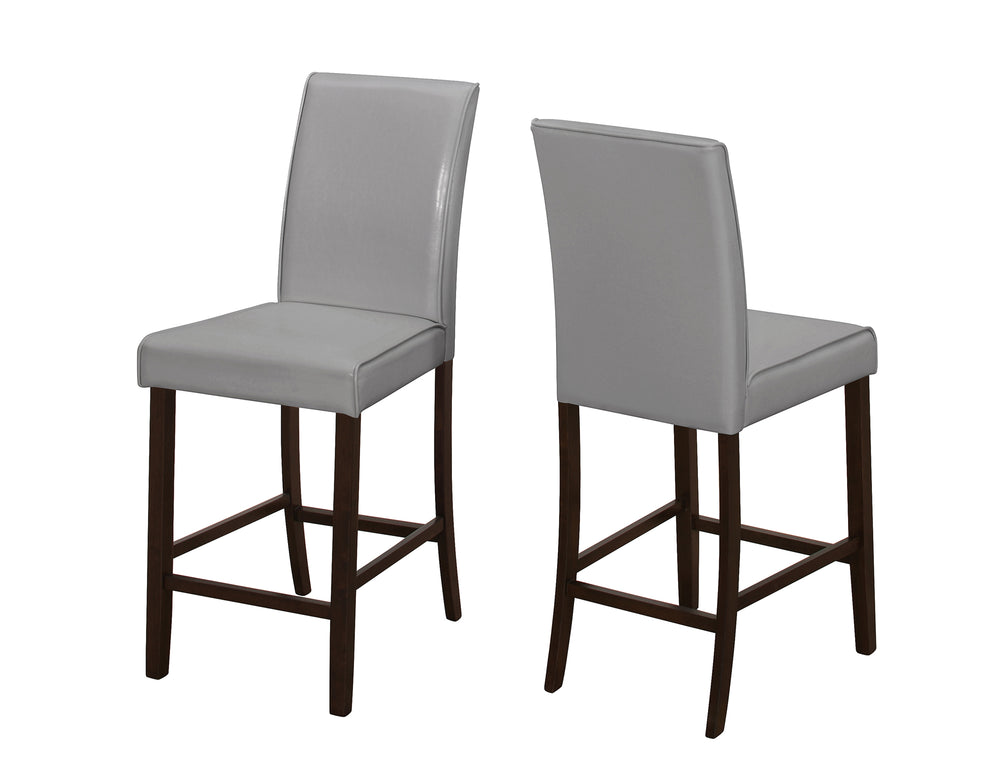 Homeroots Set Of Two 25 " Gray And Brown Solid Wood Counter Height Bar Chairs Grey,Cappuccino  332665