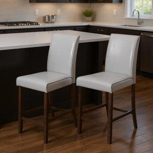HomeRoots Set of Two Solid Wood Counter-Height Bar Chairs with Modern Design for Ultimate Comfort and Style Grey,Cappuccino 332665