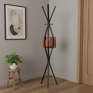 HomeRoots 72" Black Metal Coat Rack – Stylish, Space-Saving Organizer for Coats, Hats, & Accessories in Modern Décor 332692