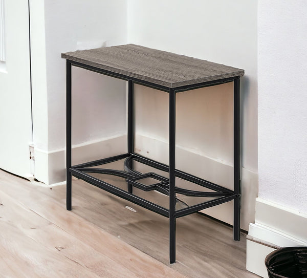 Homeroots 24" Taupe And Black Console Table With Storage   332703