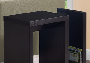 HomeRoots 24" Dark Brown Wood and Metal End Table - Slim, Stylish Design with Shelf for Storage & Display 332710