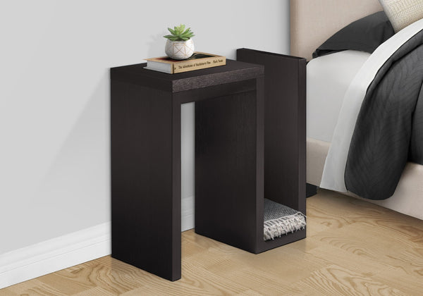 HomeRoots 24" Dark Brown Wood and Metal End Table - Slim, Stylish Design with Shelf for Storage & Display 332710