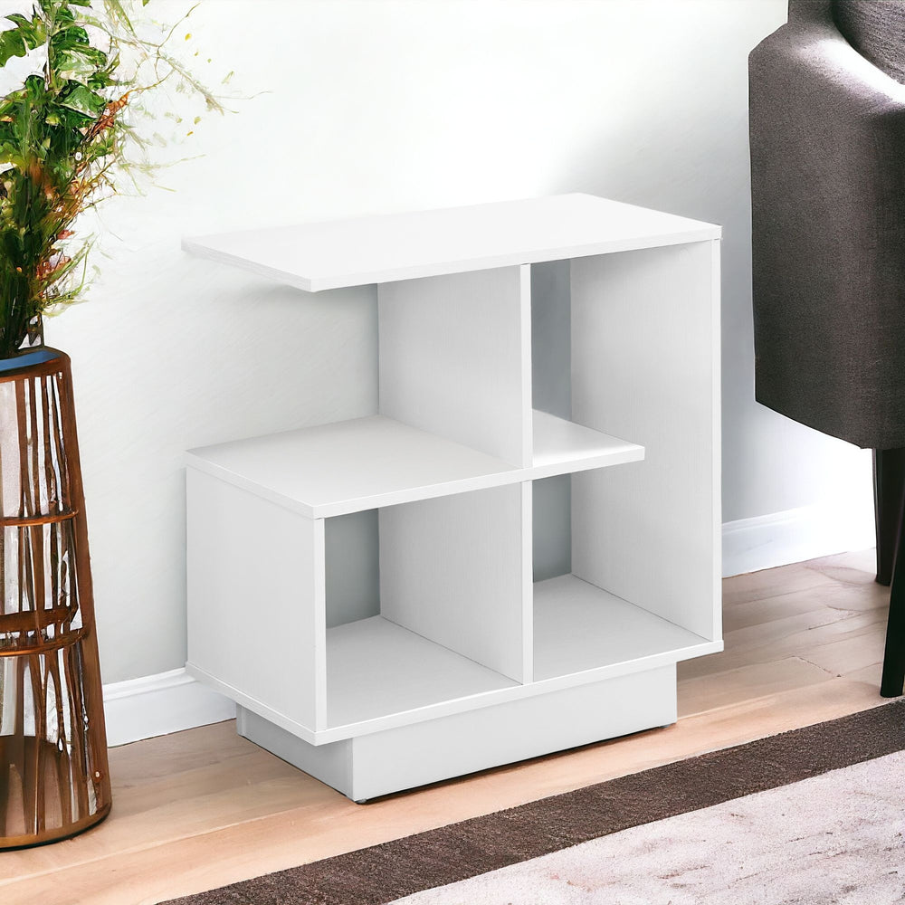 Homeroots 24" White Wood End Table With Four Shelves   332716