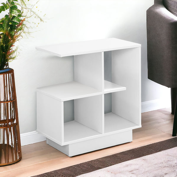 Homeroots 24" White Wood End Table With Four Shelves   332716
