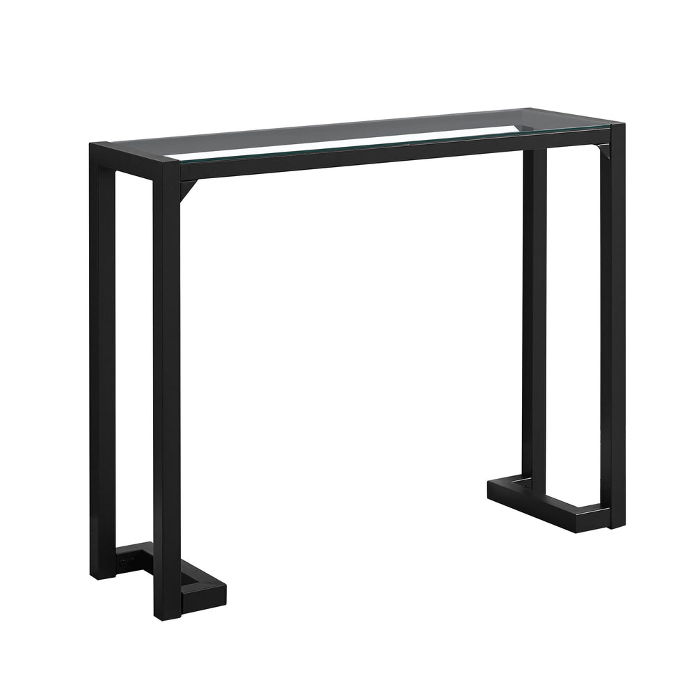 Homeroots 42" Clear And Black Glass Console Table   332721