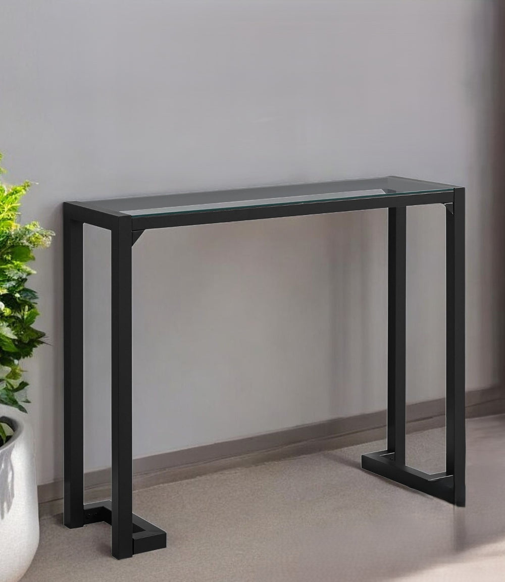 Homeroots 42" Clear And Black Glass Console Table   332721