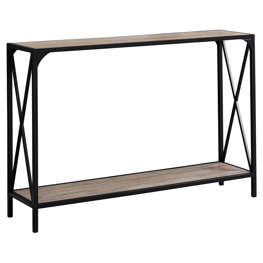 Homeroots 48" Taupe And Black Console Table With Shelves   332730