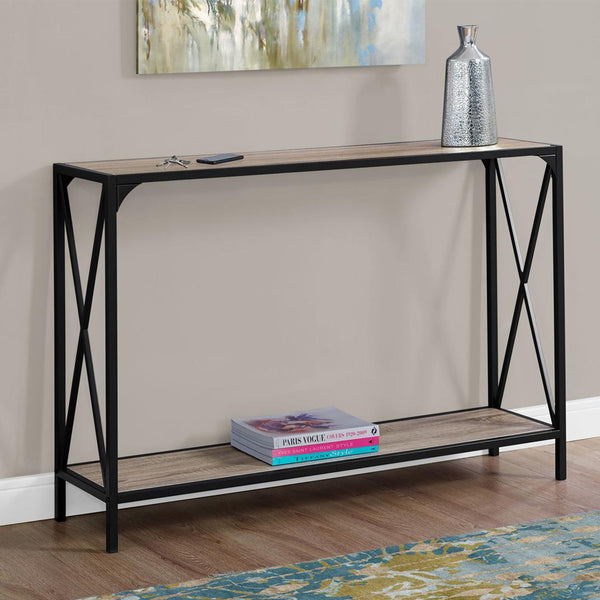 Homeroots 48" Taupe And Black Console Table With Shelves   332730