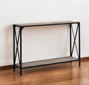 Homeroots 48" Taupe And Black Console Table With Shelves   332730