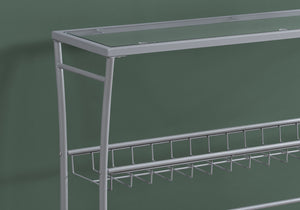 Homeroots 42" Clear And Silver Glass Console Table With Storage   332732